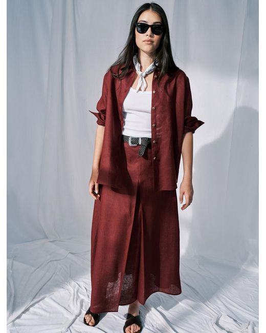 Jupe Évasée En Lin Marina Rinaldi en coloris Red