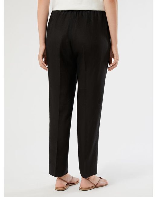 Pantalon Coupe Slim En Pur Lin Marina Rinaldi en coloris Black