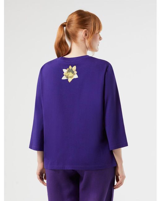 Marina Rinaldi Purple T-Shirt Aus Bedrucktem Jersey