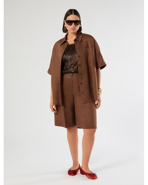 Marina Rinaldi Brown Top Aus Besticktem Tüll