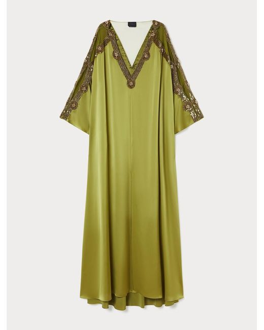 Robe Caftan En Satin Avec Broderie Marina Rinaldi en coloris Green