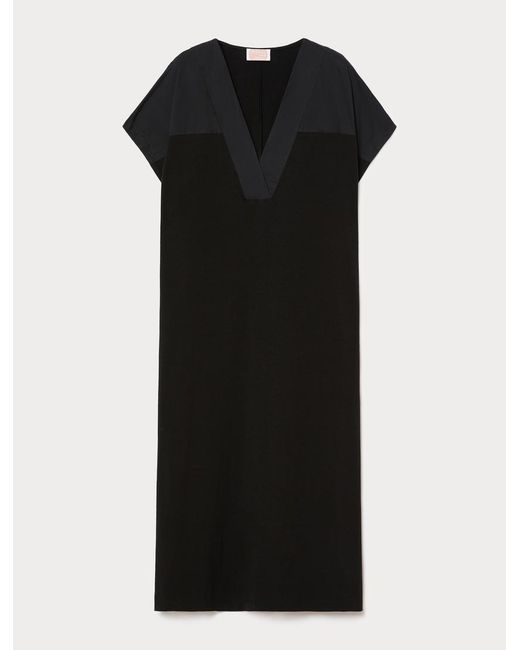 Marina Rinaldi Black Kleid Aus Jersey Und Popeline