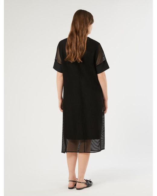 Marina Rinaldi Black Kleid Aus Jersey Mit Netzstruktur