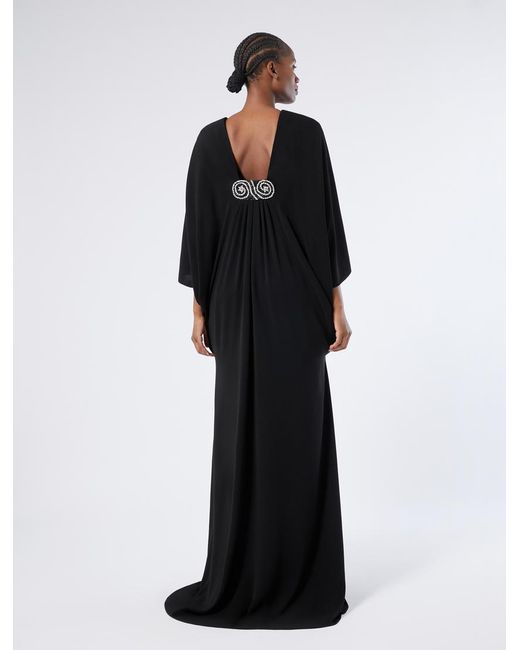 Marina Rinaldi Black Besticktes Kleid Aus Krepp-Cady