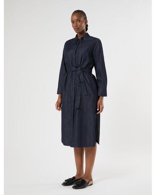 Marina Rinaldi Blue Leichtes Hemdblusenkleid Aus Denim