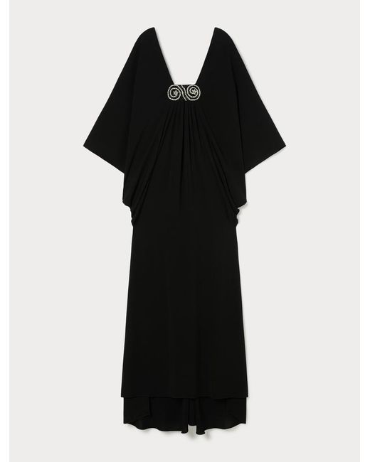 Marina Rinaldi Black Besticktes Kleid Aus Krepp-Cady