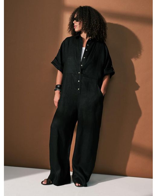 Combinaison En Lin Marina Rinaldi en coloris Black