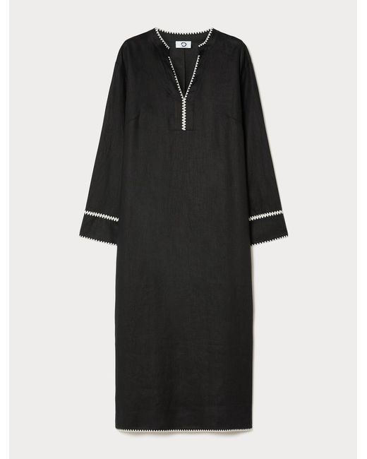 Robe En Toile De Lin Avec Broderie Marina Rinaldi en coloris Black