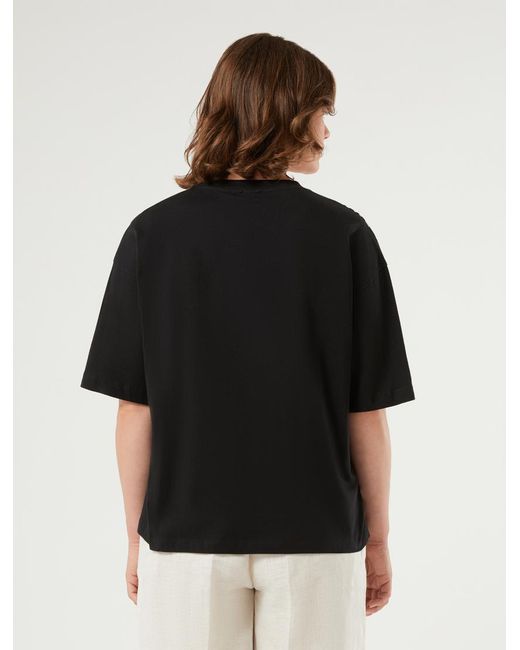 T-Shirt En Jersey De Coton Imprimé Marina Rinaldi en coloris Black