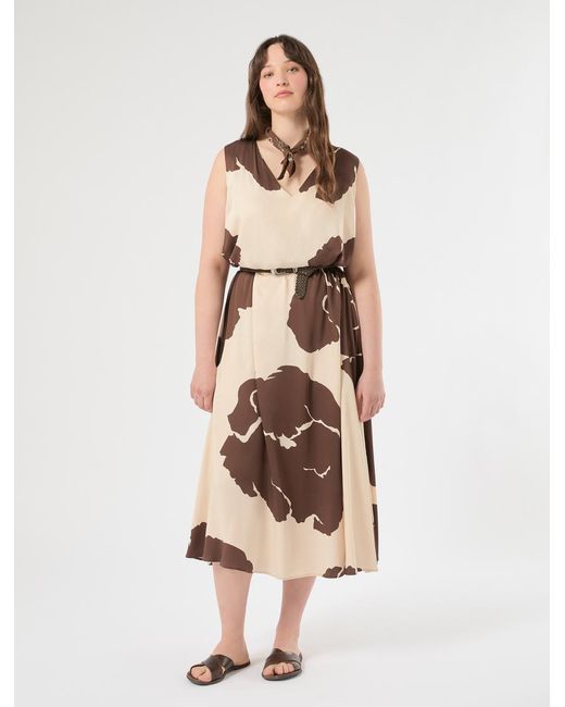 Marina Rinaldi Natural Kleid Aus Bedrucktem Viskose-Satin