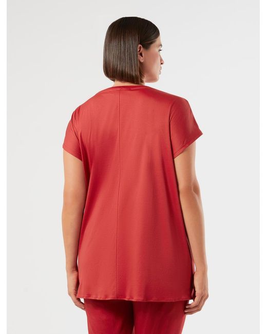 T-Shirt En Jersey Avec Drapé Marina Rinaldi en coloris Red