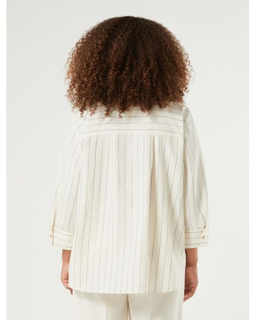 Chemise En Lin Et Viscose À Fines Rayures Marina Rinaldi en coloris White