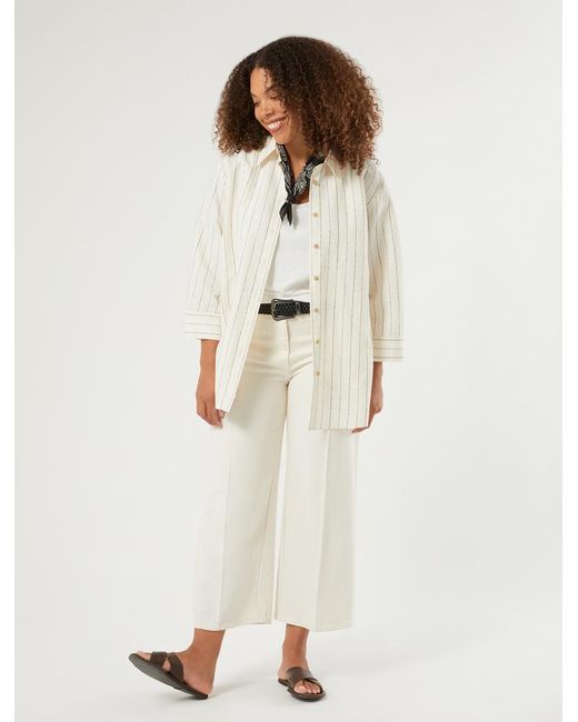 Chemise En Lin Et Viscose À Fines Rayures Marina Rinaldi en coloris White