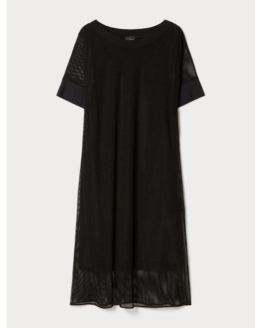 Marina Rinaldi Black Kleid Aus Jersey Mit Netzstruktur