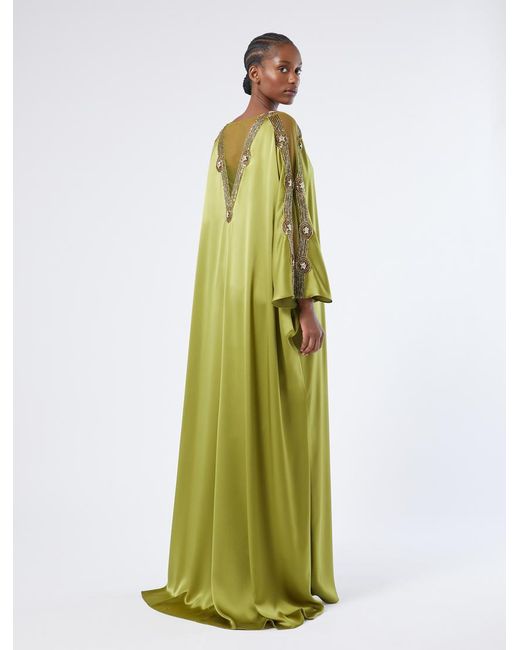 Robe Caftan En Satin Avec Broderie Marina Rinaldi en coloris Green
