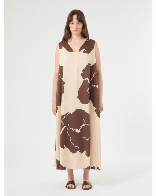 Marina Rinaldi Natural Kleid Aus Bedrucktem Viskose-Satin