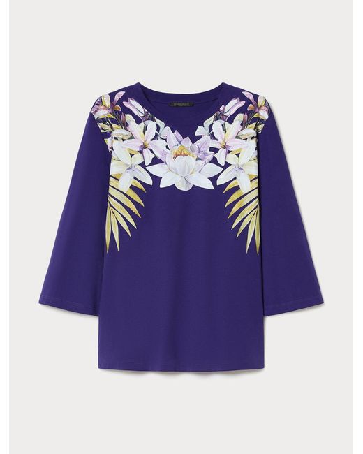 Marina Rinaldi Purple T-Shirt Aus Bedrucktem Jersey