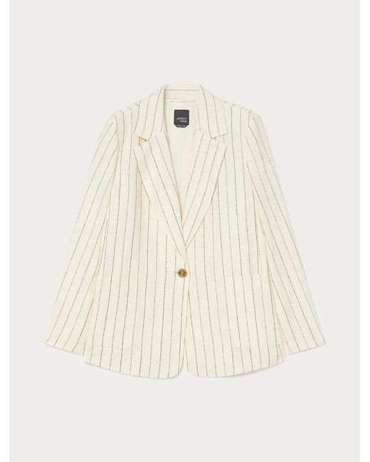 Veste Blazer À Fines Rayures En Lin Marina Rinaldi en coloris White