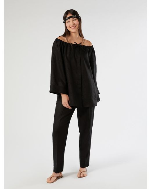 Chemisier En Pur Lin Marina Rinaldi en coloris Black