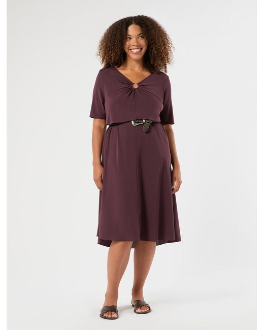 Marina Rinaldi Red Langes Kleid Aus Jersey Mit Drapierung