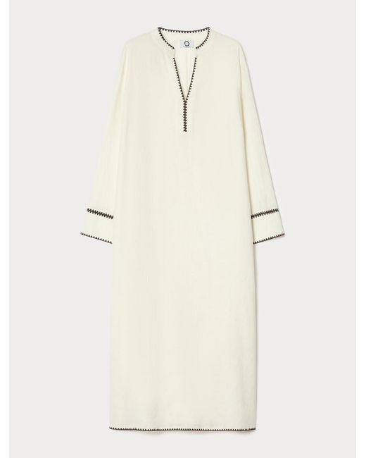 Robe En Toile De Lin Avec Broderie Marina Rinaldi en coloris White