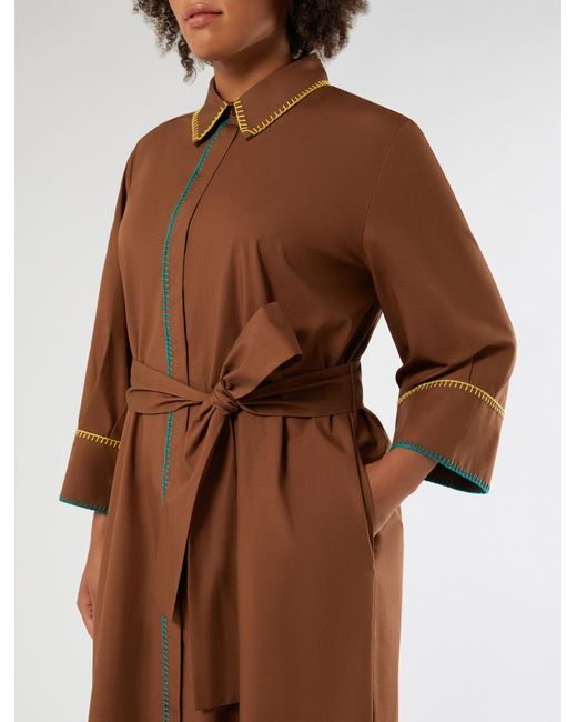 Robe-Chemise En Popeline Avec Broderie Marina Rinaldi en coloris Brown