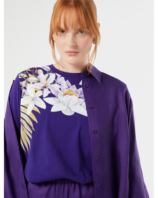 Marina Rinaldi Purple T-Shirt Aus Bedrucktem Jersey