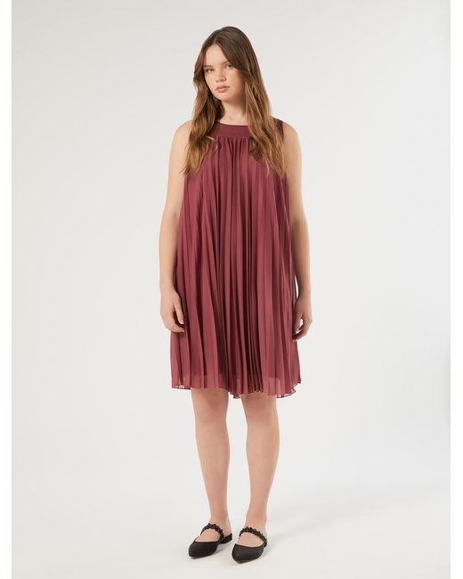 Marina Rinaldi Red Kleid Aus Plissee-Jersey Mit Schultertuch