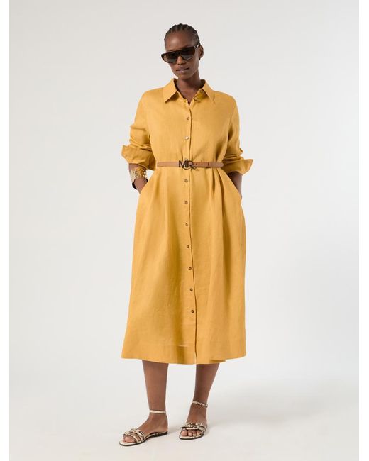 Robe-Chemise En Toile De Lin Marina Rinaldi en coloris Metallic