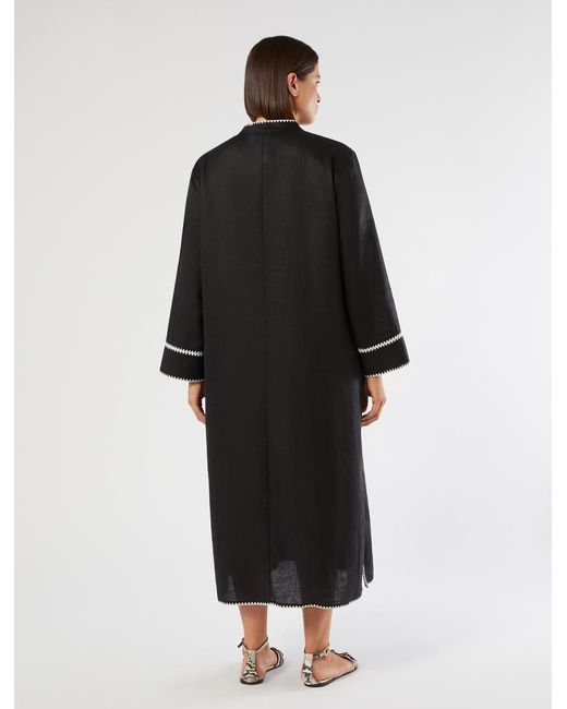 Robe En Toile De Lin Avec Broderie Marina Rinaldi en coloris Black