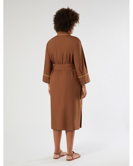 Robe-Chemise En Popeline Avec Broderie Marina Rinaldi en coloris Brown