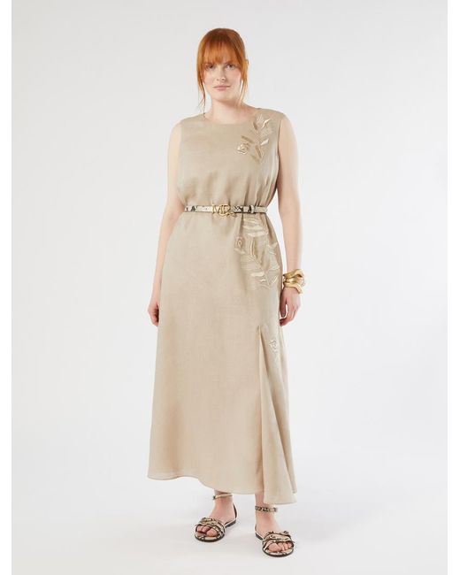 Robe En Lin Avec Broderie Marina Rinaldi en coloris Natural
