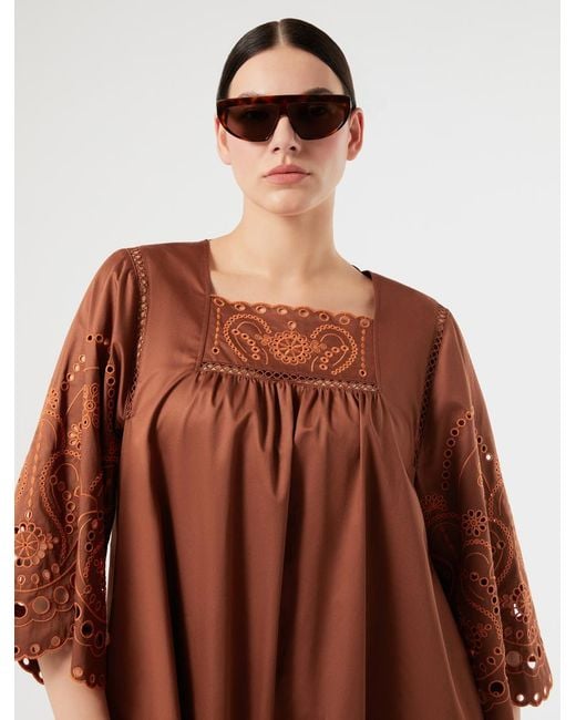 Robe En Satin De Coton Avec Broderie Marina Rinaldi en coloris Multicolor