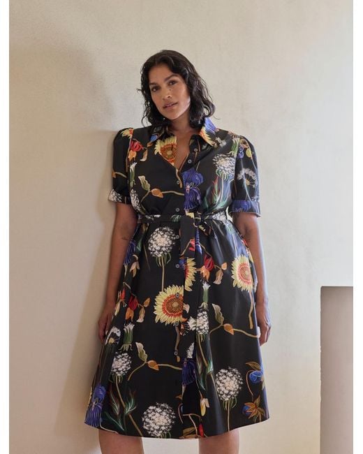 Marina Rinaldi Black Hemdblusenkleid Aus Popeline