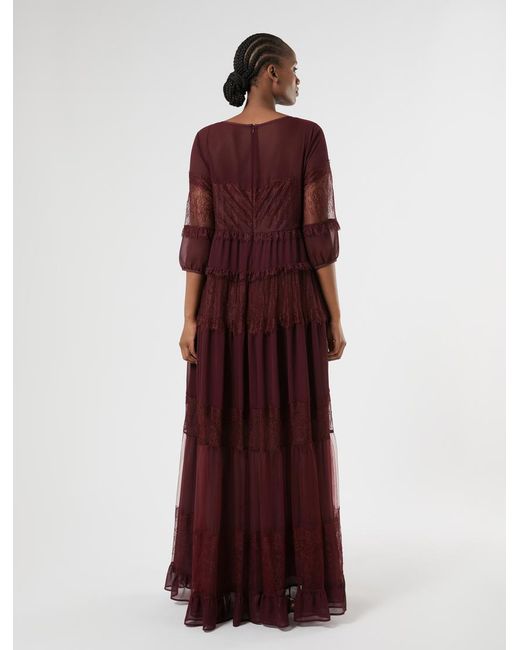 Marina Rinaldi Red Kleid Aus Georgette Und Spitze