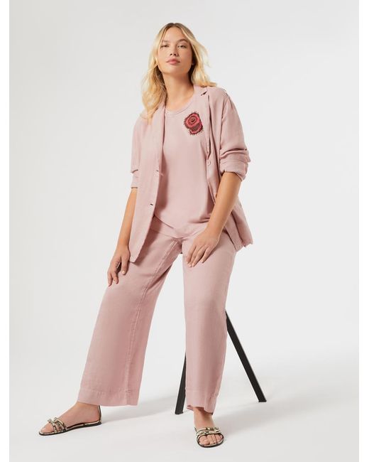 Pantalon En Sergé De Ramie Marina Rinaldi en coloris Pink
