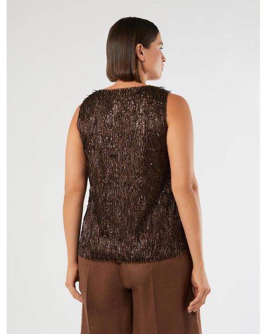 Marina Rinaldi Brown Top Aus Besticktem Tüll