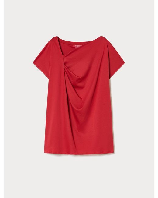 T-Shirt En Jersey Avec Drapé Marina Rinaldi en coloris Red
