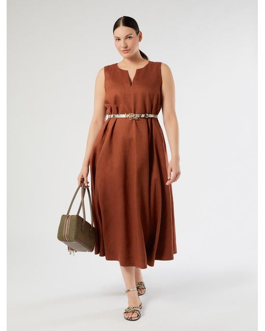 Robe En Toile De Lin Marina Rinaldi en coloris Brown