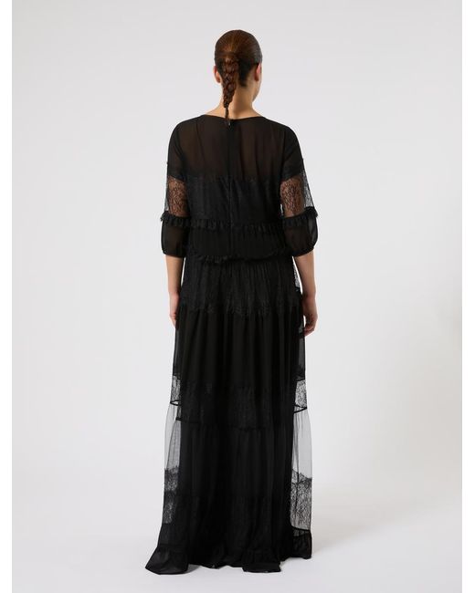Marina Rinaldi Black Kleid Aus Georgette Und Spitze
