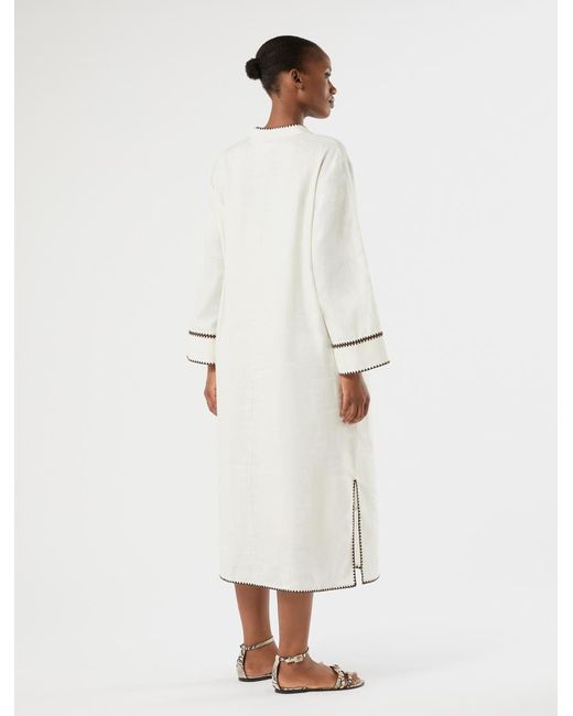 Robe En Toile De Lin Avec Broderie Marina Rinaldi en coloris White