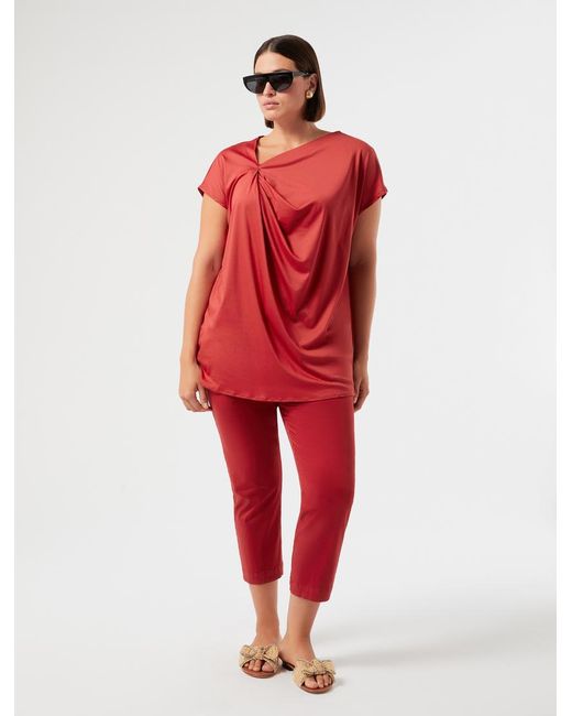 T-Shirt En Jersey Avec Drapé Marina Rinaldi en coloris Red
