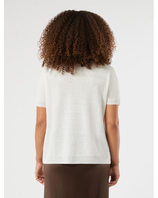 Pull Polo En Lin Et Coton Marina Rinaldi en coloris White