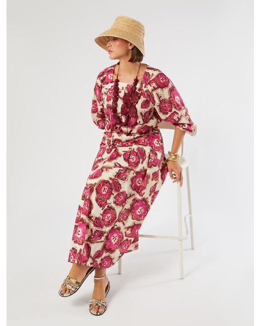 Jupe Longue En Popeline De Coton Marina Rinaldi en coloris Red