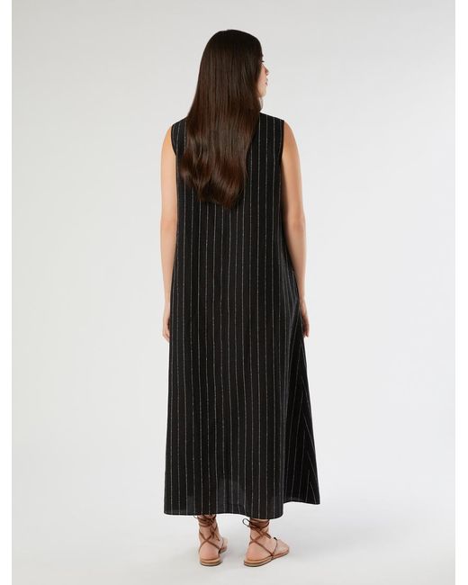 Robe Longue En Viscose Et Lin À Fines Rayures Marina Rinaldi en coloris Black