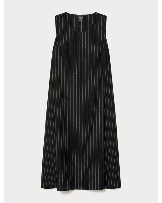 Robe Longue En Viscose Et Lin À Fines Rayures Marina Rinaldi en coloris Black