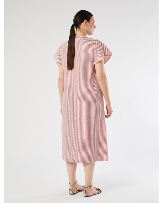 Robe Longue En Toile De Lin Et Soie Marina Rinaldi en coloris Pink