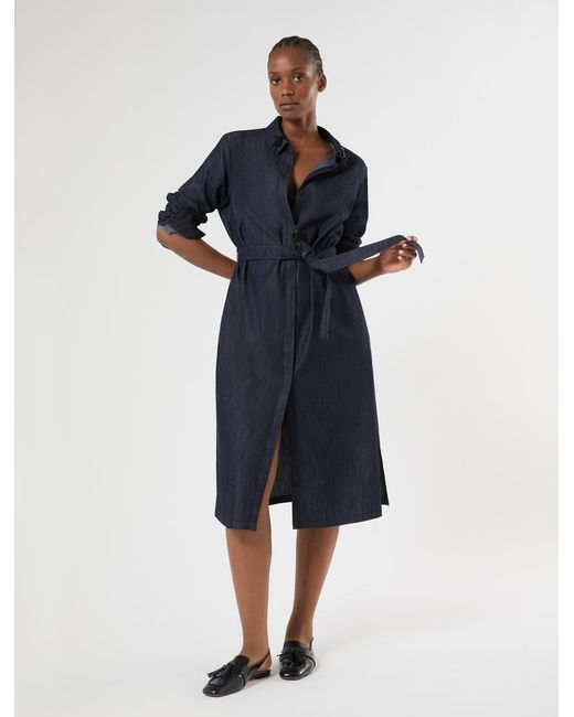 Marina Rinaldi Blue Leichtes Hemdblusenkleid Aus Denim