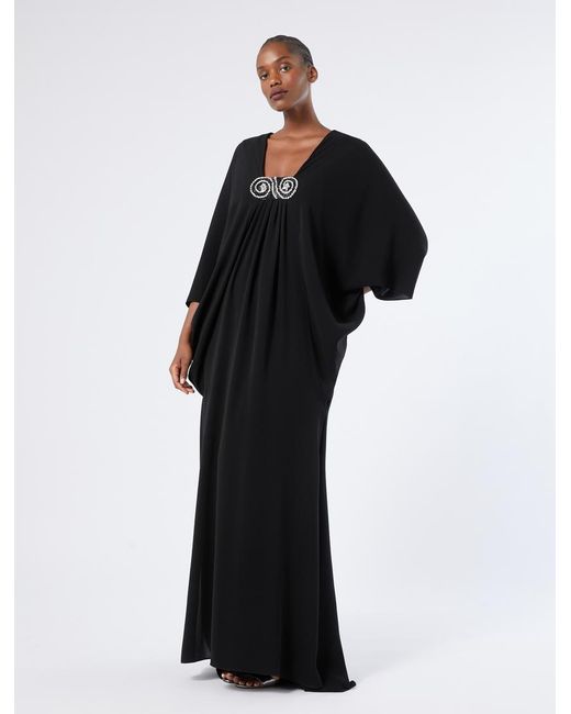 Marina Rinaldi Black Besticktes Kleid Aus Krepp-Cady