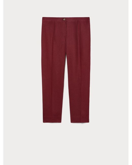 Pantalon Coupe Slim En Pur Lin Marina Rinaldi en coloris Red